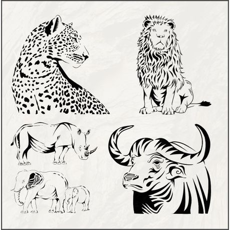 Collection of Big Five Animal Stencils (5 Beautiful Stencils), Shop Today.  Get it Tomorrow!